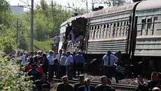 На месте столкновения поездов в Московской области. 20 мая 2014 На месте столкновения поездов в Московской области. 20 мая 2014