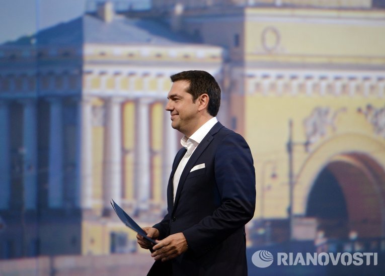 Премьер-министр Греции Алексис Ципрас на пленарном заседании в рамках XIX Петербургского экономического форума Премьер-министр Греции Алексис Ципрас на пленарном заседании в рамках XIX Петербургского экономического форума