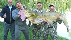 Кадыров поймал гигантского сома Кадыров поймал гигантского сома