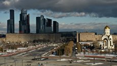 Вид на Кутузовский проспект в Москве. Архивное фото Вид на Кутузовский проспект в Москве. Архивное фото