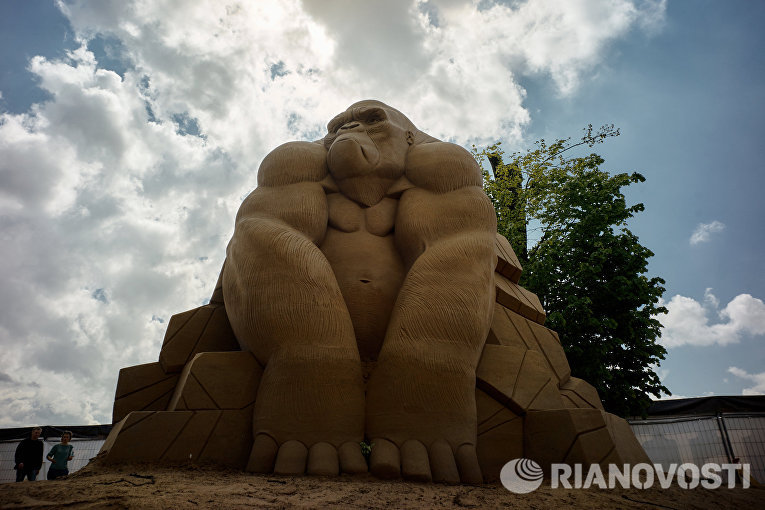 Песчаная скульптура на пляже у Петропавловской крепости в Санкт-Петербурге Песчаная скульптура на пляже у Петропавловской крепости в Санкт-Петербурге