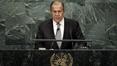 Глава МИД РФ Сергей Лавров во время выступления на Генассамблее ООН. Архивное фото Глава МИД РФ Сергей Лавров во время выступления на Генассамблее ООН. Архивное фото