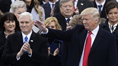 Presidente Donald Trump e vicepresidente degli Stati Uniti Mike Pence alla cerimonia di inaugurazione a Washington, DC