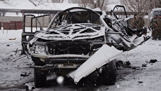 Взорванная машина начальника управления Народной милиции ЛНР Олега Анащенко Взорванная машина начальника управления Народной милиции ЛНР Олега Анащенко