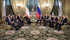 Президент РФ Владимир Путин и президент Исламской Республики Иран Хасан Рухани во время встречи в Москве. 28 марта 2017 года Президент РФ Владимир Путин и президент Исламской Республики Иран Хасан Рухани во время встречи в Москве. 28 марта 2017 года