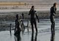Отдыхающие принимают грязевые ванны на Чокракском озере в Крыму Отдыхающие принимают грязевые ванны на Чокракском озере в Крыму