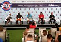 Участники коллектива Brazil All Stars Серджио Брандао, Эдсон да Силва (слева направо), Андерс Бергкрантц, Эривелтон Силва (справа налево) и музыкант Андрей Кондаков (в центре) и на пресс-конференции в рамках фестиваля Koktebel Jazz Party 2017 Участники коллектива Brazil All Stars Серджио Брандао, Эдсон да Силва (слева направо), Андерс Бергкрантц, Эривелтон Силва (справа налево) и музыкант Андрей Кондаков (в центре) и на пресс-конференции в рамках фестиваля Koktebel Jazz Party 2017