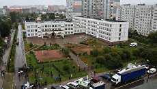 Здание школы №1 в Ивантеевке Московской области, где подросток открыл стрельбу. 5 сентября 2017 Здание школы №1 в Ивантеевке Московской области, где подросток открыл стрельбу. 5 сентября 2017