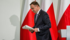 Президент Польши Анджей Дуда в Президентском дворце в Варшаве, Польша. 25 сентября 2017 года Президент Польши Анджей Дуда в Президентском дворце в Варшаве, Польша. 25 сентября 2017 года
