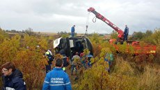 Место ДТП с участием автобуса в Коломенском районе Подмосковья. 6 октября 2017 Место ДТП с участием автобуса в Коломенском районе Подмосковья. 6 октября 2017