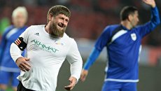 Рамзан Кадыров после матча по футболу между клубами Клуб Италия и Лидер-65 в Грозном. 7 октября 2017 Рамзан Кадыров после матча по футболу между клубами Клуб Италия и Лидер-65 в Грозном. 7 октября 2017