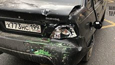 Автомобиль Daewoo Nexia на месте ДТП на Сходненской улице в Москве. 29 декабря 2017 Автомобиль Daewoo Nexia на месте ДТП на Сходненской улице в Москве. 29 декабря 2017