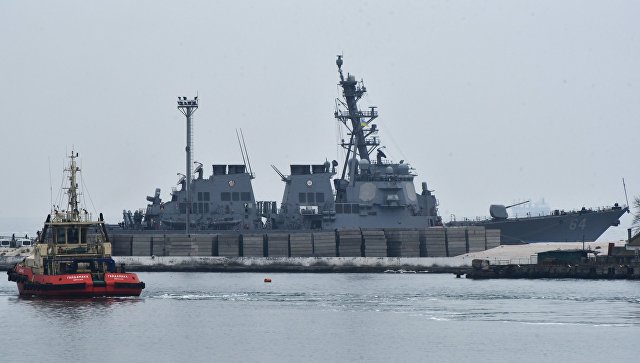 Эсминец ВМС США Карни (Carney DDG64) в порту Одессы. 8 января 2018