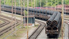 Ежедневная доставка труб из Мюльхайма в Мукран для газопровода Северный поток ‑ 2. Архивное фото Ежедневная доставка труб из Мюльхайма в Мукран для газопровода Северный поток ‑ 2. Архивное фото