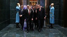 Президент РФ Владимир Путин и президент Турции Реджеп Тайип Эрдоган во время встречи в президентском дворце в Анкаре. 3 апреля 2018 Президент РФ Владимир Путин и президент Турции Реджеп Тайип Эрдоган во время встречи в президентском дворце в Анкаре. 3 апреля 2018
