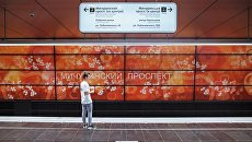 Пассажир на станции Мичуринский проспект Калининско-Солнцевской линии Московского метрополитена Пассажир на станции Мичуринский проспект Калининско-Солнцевской линии Московского метрополитена