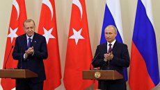 Президент РФ Владимир Путин и президент Турции Реджеп Тайип Эрдоган, архивное фото Президент РФ Владимир Путин и президент Турции Реджеп Тайип Эрдоган, архивное фото
