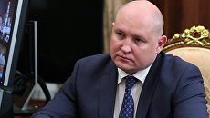 Михаил Развожаев во время встречи с президентом РФ Владимиром Путиным. 3 октября 2018 Михаил Развожаев во время встречи с президентом РФ Владимиром Путиным. 3 октября 2018