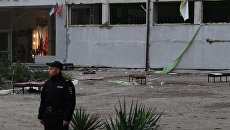 Здание Политехнического колледжа в Керчи после нападения. Архивное фото Здание Политехнического колледжа в Керчи после нападения. Архивное фото