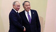 Президент РФ Владимир Путин и президент Казахстана Нурсултан Назарбаев во время встречи в Астане. 8 ноября 2018 Президент РФ Владимир Путин и президент Казахстана Нурсултан Назарбаев во время встречи в Астане. 8 ноября 2018