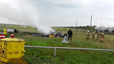 Вертолет Ми-2 выгорел полностью после экстренной посадки под Оренбургом Вертолет Ми-2 выгорел полностью после экстренной посадки под Оренбургом