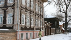 Улица Татарская слобода в Томске - место, где сохранились памятники деревянного зодчества, архивное фото Улица Татарская слобода в Томске - место, где сохранились памятники деревянного зодчества, архивное фото